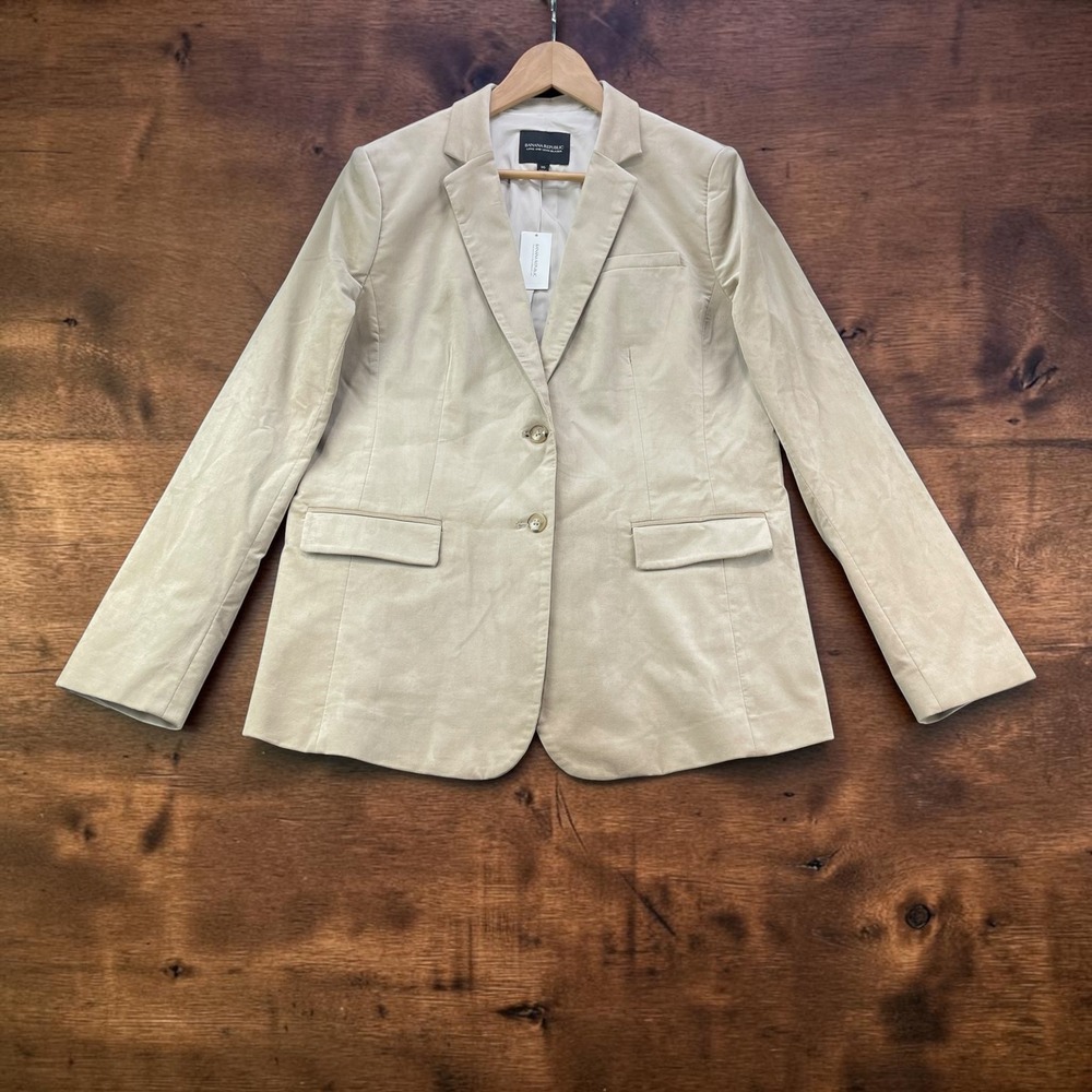 NEW Banana Republic Long and Lean Velvet Blazer Tan Beige Size 16 NWT